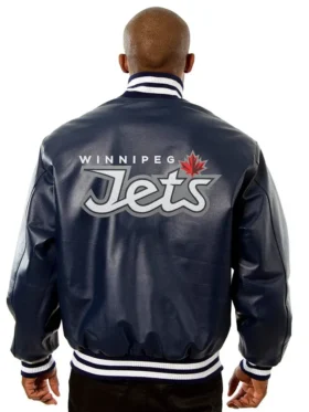 Winnipeg Jets Bomber Leather Jacket Back