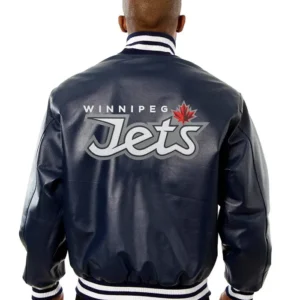 Winnipeg Jets Bomber Leather Jacket Back