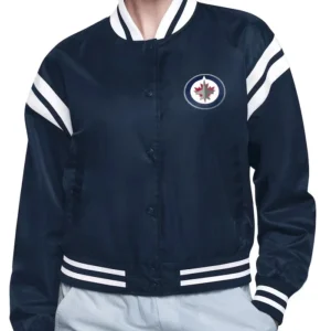 Winnipeg Jets Round Team Logo Blue Varsity Jacket