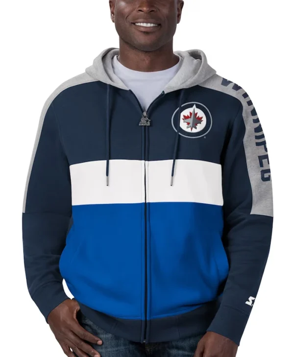 Winnipeg Jets Starter Navy Colorblock Jacket
