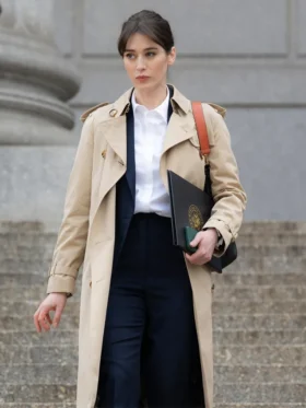 Zero Day S01 Lizzy Caplan Beige Coat