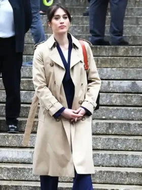 Zero Day S01 Lizzy Caplan Beige Coat Front