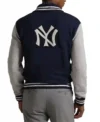 men Blue Varsity Cotton Polyester new york yankee jacket Back