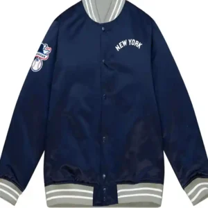 men blue Satin new york yankees jacket mens