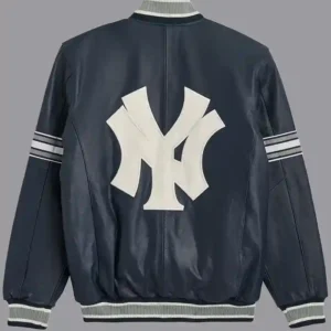 new york yankees leather varsity jacket Back