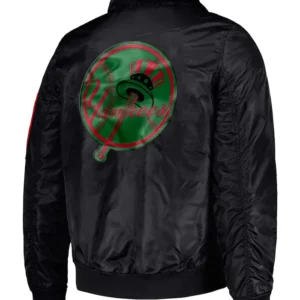 ny yankees satin jacket black Back
