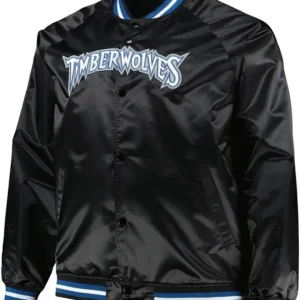 timberwolves Black bomber Full Snap jacket