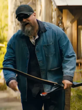 A Working Man David Harbour Blue Denim Jacket Front