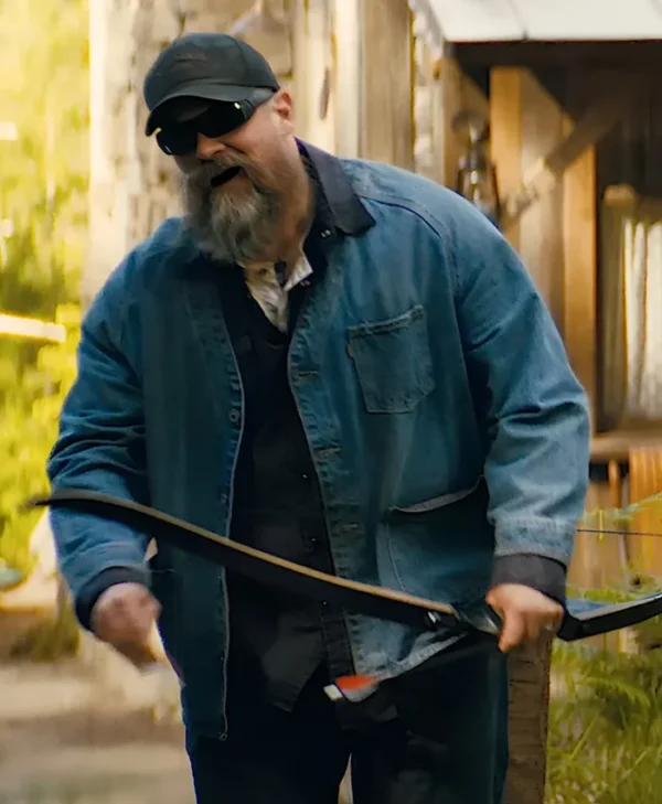 A Working Man David Harbour Blue Denim Jacket Front
