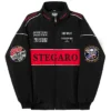 Black Stegaro Moto Bomber Jacket