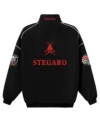 Black Stegaro Moto Bomber Jacket Back