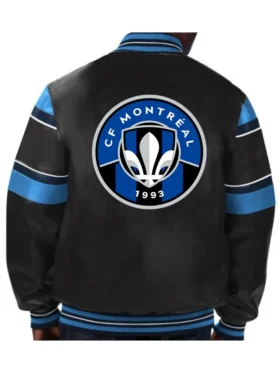 CF Montreal Leather Full Snap Bomber Jacket Back