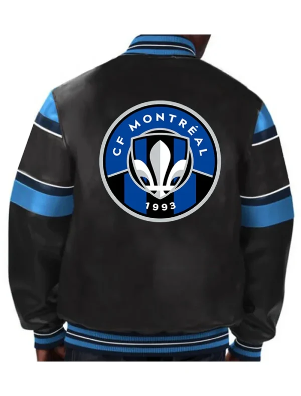 CF Montreal Leather Full Snap Bomber Jacket Back