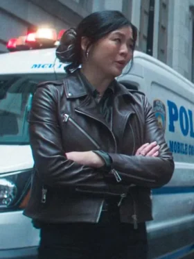Daredevil Born Again S01 Ruibo Qian Brown Jacket Front