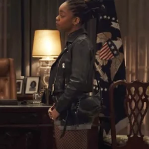 G20 2025 Marsai Martin Black Leather Jacket Front