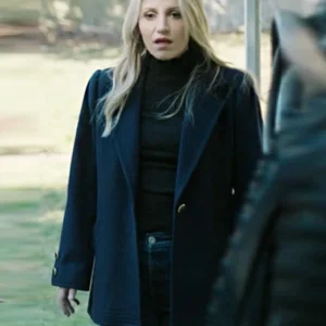 Happy Face S01 Melissa Blue Wool Coat Front