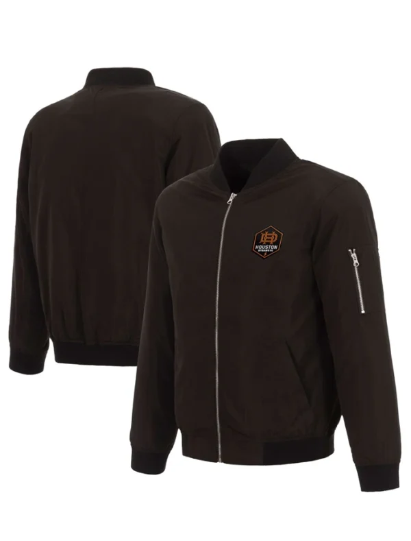 Houston Dynamo FC Black Zipper Bomber Jacket For Sale