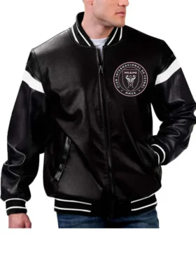 Inter Miami CF Leather Bomber Jacket