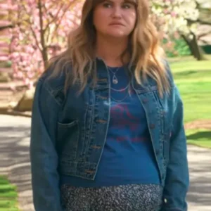Kinda Pregnant 2025 Jillian Bell Blue Denim Jacket