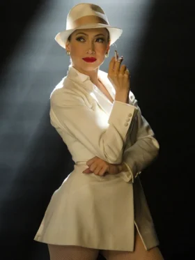 Kiss of the Spider Woman 2025 Jennifer Lopez White Coat Back