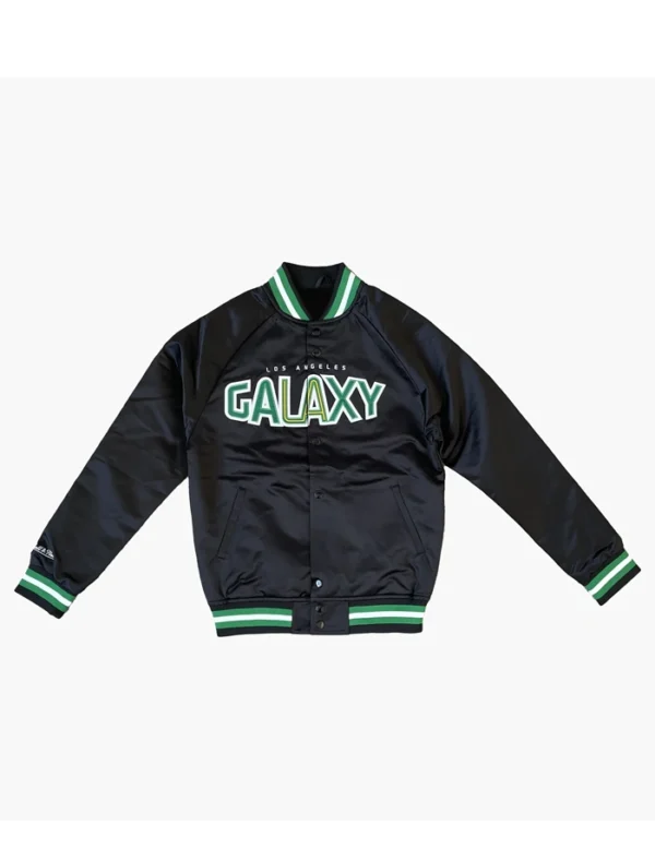 LA Galaxy Black Satin Bomber Jacket