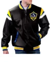 La Galaxy Leather Zipper Bomber Jacket