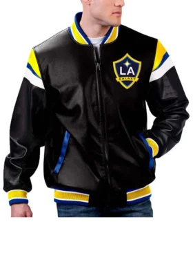 La Galaxy Leather Zipper Bomber Jacket