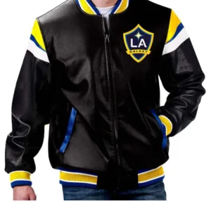 La Galaxy Leather Zipper Bomber Jacket