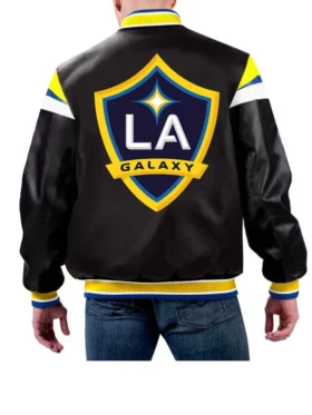 La Galaxy Leather Zipper Bomber Jacket Back