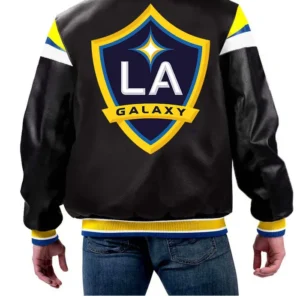 La Galaxy Leather Zipper Bomber Jacket Back