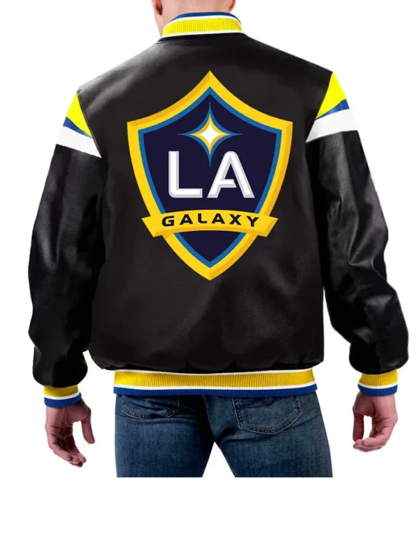 La Galaxy Leather Zipper Bomber Jacket Back