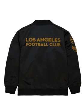 Los Angeles FC Black Satin Bomber Jacket Back
