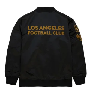 Los Angeles FC Black Satin Bomber Jacket Back