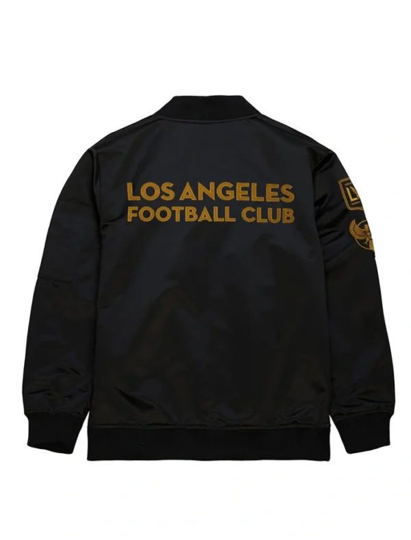 Los Angeles FC Black Satin Bomber Jacket Back
