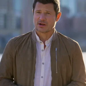 Love Is Blind S08 Nick Lachey Brown Bomber Jacket Front