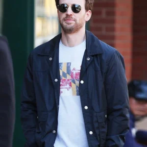 Materialists 2025 Chris Evans Blue Jacket Side