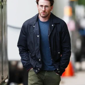 Materialists 2025 Chris Evans Blue Jacket