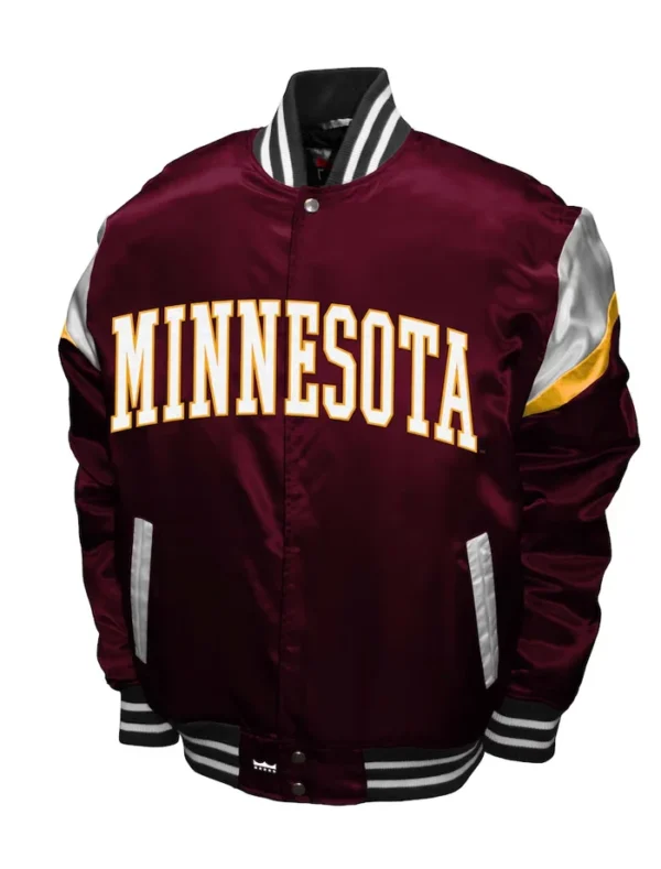 Minnesota Bomber Full Snap Satin Jacket