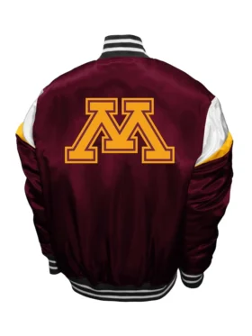 Minnesota Bomber Full Snap Satin Jacket Back
