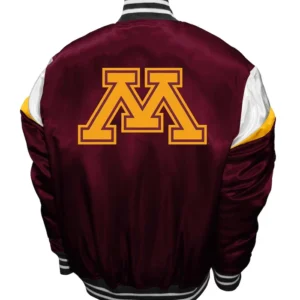 Minnesota Bomber Full Snap Satin Jacket Back