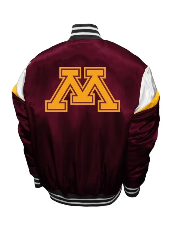 Minnesota Bomber Full Snap Satin Jacket Back