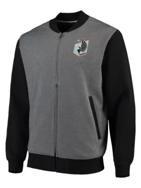 Minnesota United FC Grey And Black Zipper Bomber Jacket