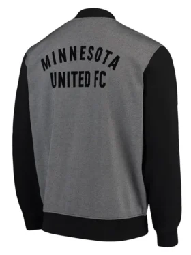Minnesota United FC Grey And Black Zipper Bomber Jacket Back
