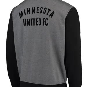 Minnesota United FC Grey And Black Zipper Bomber Jacket Back