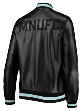 Minnesota United FC Leather Bomber Full Snap Jacket Back