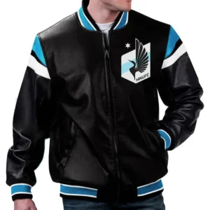 Minnesota United FC Leather Zipper Bomber Jacket
