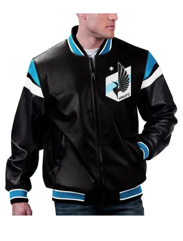 Minnesota United FC Leather Zipper Bomber Jacket