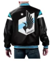 Minnesota United FC Leather Zipper Bomber Jacket Back