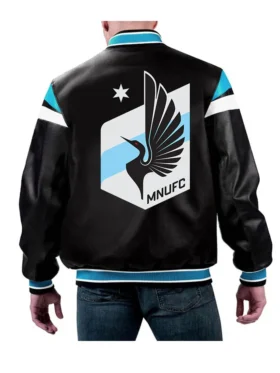 Minnesota United FC Leather Zipper Bomber Jacket Back