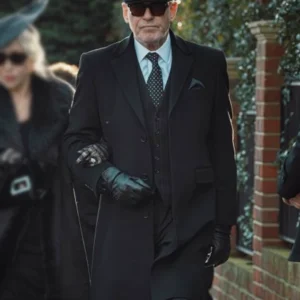 MobLand S01 Conrad Harrigan Black Coat Front